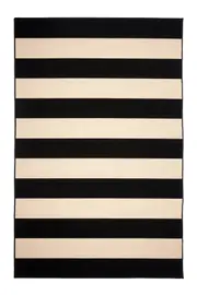 Black Striped Outdoor Rug Large Polypropylene Rug Designer Patio Rug Nyoma - Weatherproof Rug, UV Resistant, Durable Outdoor, Patio Rug, Fade Resistant