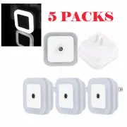 5Pcs Plug-in LED Night Lights Lamp Dusk to Dawn Sensor Hallway Kitchen Bathroom
