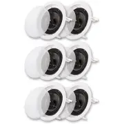 Acoustic Audio CS-IC63 Flush Mount In Ceiling Speakers with 6.5" Woofers 3 Pair