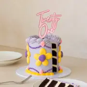 "Twenty One" Pink Opaque / Pink Layered Cake Topper
