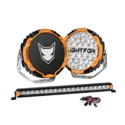 LIGHTFOX 9" Osram LED Driving Lights + 20" Single Row LED Light Bar + Wiring Kit