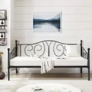 VECELO Daybed Sofa Bed Frame Twin Size Metal Black w/ 350lbs Weight Capacity