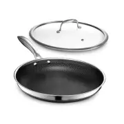 12 Inch Nonstick Frying Pan with Glass Lid Oven-Safe Induction-Compatible