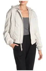 NWT Vince Soft Faux Shearling Lined Zip Bomber Jacket, LUCITE, Large, MSRP $525