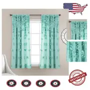 Riley Aqua Light Filtering Curtain Panel with Handmade Bow Details - 54" x 63"