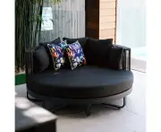 Cannes Outdoor Round Aluminium and Rope Daybed Sun Lounge - Outdoor Daybeds - Charcoal