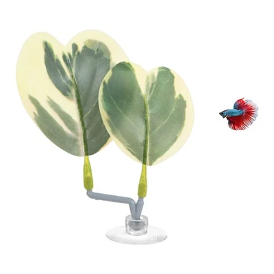 1-Pack Betta Fish Leaf Pad [Green and White, Grape Leaves-Shaped]