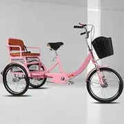 Folding Rickshaw Tricycle,Mobility Tricycle for Adult,Senior Cruiser Trike,3 Wheels Bicycle,Front and Rear Brakes,Hydraulic Front Fork,Tandem Trike with Back seat