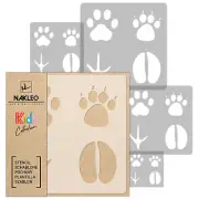 5x reusable PLASTIC Stencils / 13.4" to 3.5"/Nursery KIDS Template / PAW TRACKS