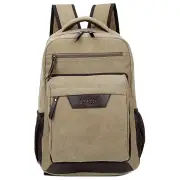 Men Retro Outdoor Sport Large Capacity Canvas Computer Backpack Khaki Colour