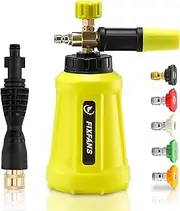 Foam Cannon, Wide Neck Snow Foam Lance with Replacement Adapter for Portland Husky and Ryobi Pressure Washer, Heavy Duty Power Washer Foam Blaster with 1/4 Inch Quick Connector, 5 Nozzle Tips