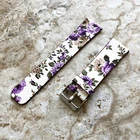 Purple Floral Design (FL-4) Soft Leather Band Strap for Fitbit Versa 2 and Versa