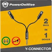 PowerDeWise Y Splitter Mic and Mic - Microphone TRRS Splitter - 2 Microphone Splitter - Y-Splitter - Y-Connector Audio Signal Splitter Cable for Lavalier Microphone
