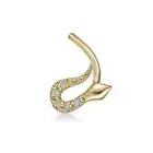 14K Yellow Gold Curved Screw Snake Nose Ring With Cubic Zirconia - 20 Gauge