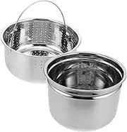 Alipis 1 Set Stainless Steel Replacement Inner Pot with Steaming Tray for Electric Rice Cooker Non Stick Design for Fluffy Rice and Cooking
