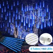 Blue LED Lights Meteor Shower Rain Xmas Snowfall Tree String Light Garden Party