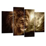 KREATIVE ARTS - Lion Wall Art Canvas Painting Framed and Ready to Hang 4 Pane...