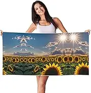 HTTUP Sunflowers Sunlight Print Quick Dry Beach Towel Lightweight Oversized for Adults for Travel and Pool Towels