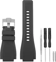 [HANYTON] Compatible with Bell & Ross Watch Bands, 24mm Soft Rubber Silicone Replacement Wrist Strap for Bell Ross Watch Series BR01 BR03, Black