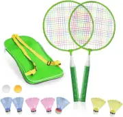 Badminton Rackets for Children,12 in 1 Shuttlecocks Racquet Sports Set W/Lightwe