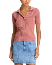 525 Maya Semi Sheer Johnny Collar Top