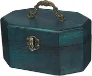EXAOMBLE Large Capacity Vintage Wood Storage Box Retro Wooden Desktop Organizer Decorative Wooden Storage Case Handle for Home Office