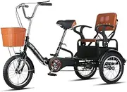 DEFGHIJ Three Wheel Bike Folding Adult Tricycle 16 INCH 3 Wheel Bicycle Trike Bike Bicycle for Recreation Shopping Men's Women's Bike(Black)