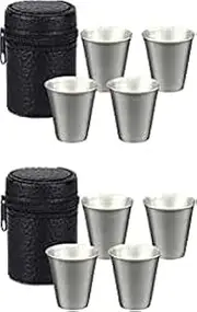 WODJR 8 Pcs Shot Glasses Stainless Steel Shot Glasses Outdoor Camping Travel Coffee Tea Cup Drinking Vessel Portable Shot Cups with Carrying Case 30ml(1oz) Coffee Tea Cup Drinking Mug Tumbler
