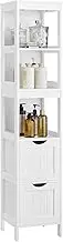 VASAGLE Bathroom Floor Cabinet, Bathroom Storage Organizer Rack Stand, Multifunctional Corner Unit, 2 Drawers, White UBBC66WT