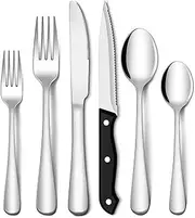 24 Piece Silverware Set Service for 4,Premium Stainless Steel Flatware Set,Mirror Polished Cutlery Utensil Set,Durable Home Kitchen Eating Tableware,Include Fork Knife Spoon,Dishwasher (Silver)