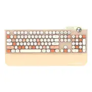 Catzon Retro Three Mode Mechanical Keyboard with Palm Rest LED Backlit-Milktea Color