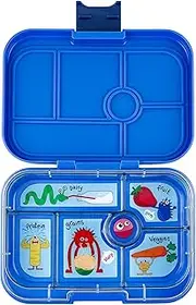 [Yumbox] Original Leakproof Kids Bento Lunch Box, 5 Compartments + Dip Well, Easy-Open Latch, Portion Control, Removable Illustrated Tray, Ages 3-7 (Surf Blue (Funny Monsters Tray))