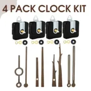 4Pcs Clock Movement Mechanism with Hooks and 4 Walnut Different Hands Clock9862