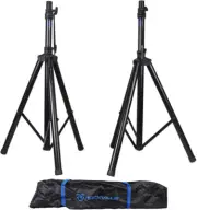 RVES1 Tripod DJ PA Speaker Stands (Pair) with Carry Bag, Steel Construction, 100