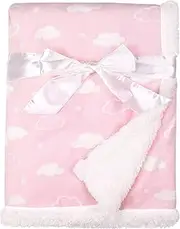 American Baby Company Heavenly Soft Chenille Sherpa Receiving Blanket, 3D Pink Cloud, 30" x 35", for Girls(Pack of 1)
