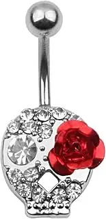 [KanDuo] Belly Button Rings Body Piercing Jewelry, Belly Button Rings 1pc 14g Red Cz Piercing Belly Button Rings Dangle Bar Jewelry Prevent Allergy Belly Rings Jewelry (Color : E)
