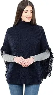 [SAOL] Irish Merino Wool Poncho for Women Aran Cowl Neck Cape