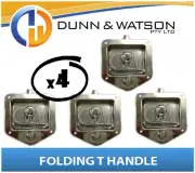 Recessed Stainless Folding T Lock / Handle (Trailer Caravan, Toolbox) Drop T x4
