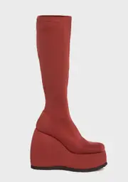 [Shellys London] Red Roxy Wedge Knee High Boots