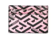 Versace Unisex "La Greca" Signature Textured Leather Pink Card Case