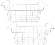 FUNNETOYU 2Sets Freezer Organizer Baskets Heavy Duty Metal Wire Dividers for Efficient Food Storage Space Management Stackable Design for Chest Freezers Compatible with Multiple