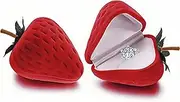 HannaFires Strawberry Jewelry Ring Box - Mini Proposal Jewelry Case, Jewelry Storage Box, Great Gift Special Occasions, Proposal Party.
