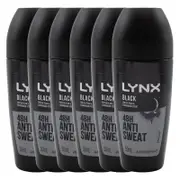 Lynx 50mL Antiperspirant Roll On Black Frozen Pear & Cedarwood Scent 48hr (6 Pack)