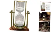 Vintage Hourglass Sand Timer Decor,360° Rotating 15 Min White Sand Visual
