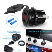 Car 2.1A USB Charger Socket Adapter Outlet Intelligent Charging RedLED Voltmeter