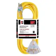 50 Ft Lighted Outdoor Extension Cord with 3 Electrical Power Outlets - 12/3 SJTW