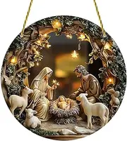 Nativity Scene Decoration, Christmas Nativity Scenes | Jesus and Virgin Mary Window Door - Religious Christmas Tree Station, Nativity Scene, Front Door for Adults