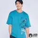 24新品【9折】髭文字剪接口袋寬鬆落肩短TEE(灰藍) - BLUE WAY 地藏小王