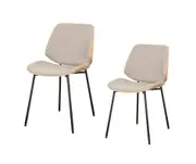 Brosa Dining Chair Set of 2 - Ivory Upholstered Chairs with Metal Frame for Modern Dining Room