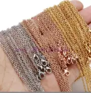 wholesale 10PCS gold plated solid plate silver 2MM 18+2 inch 0 chain necklace